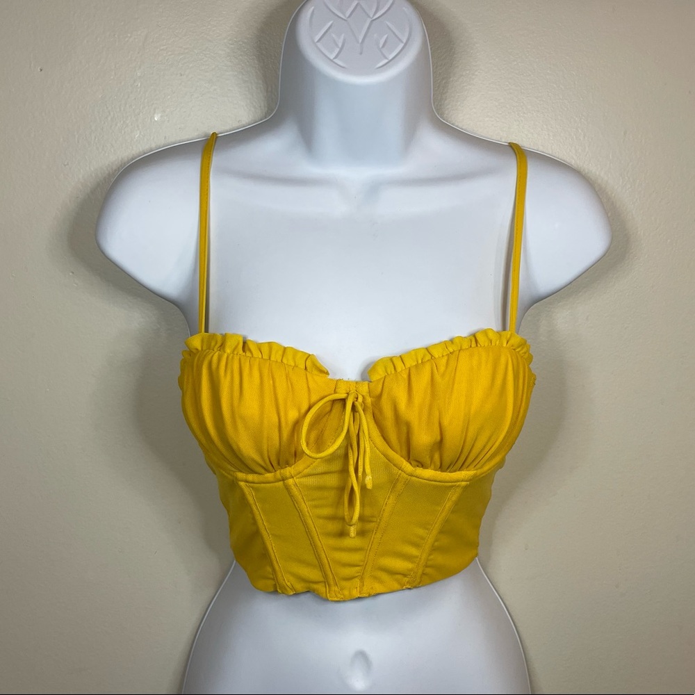 Yellow Thatssofetch corset crop top
